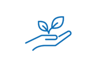 [Translate to English:] Grafik einer Hand mit zwei Blättern darüber.